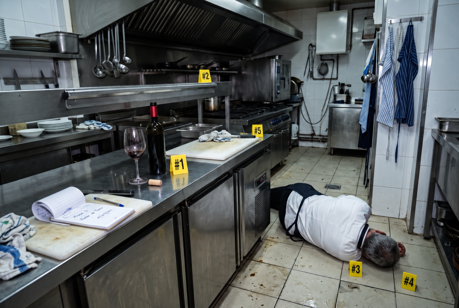 Escenario de El último servicio: la cocina del restaurante